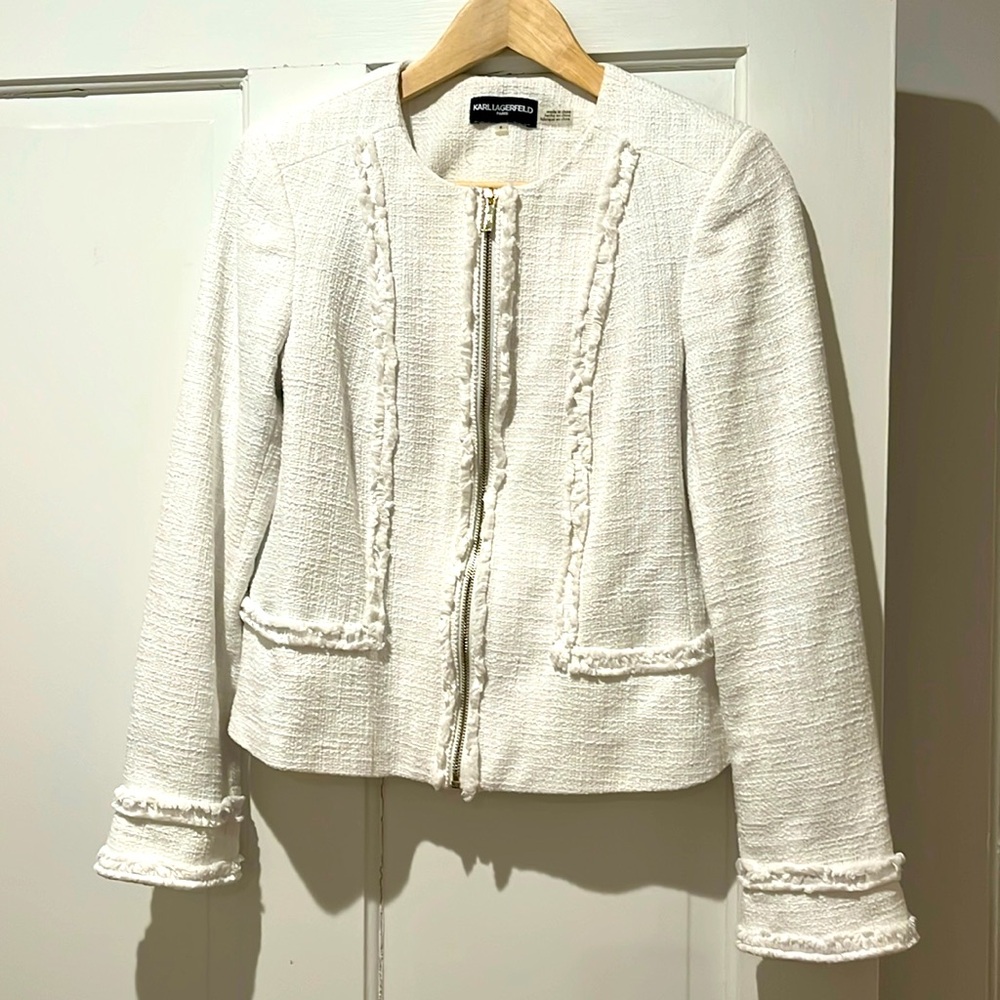 Karl Lagerfeld white tweed blazer (sz6)